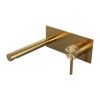 Brauer Carving 5-GG-004-S6 inbouw wastafelmengkraan met rechte uitloop en afdekplaat model A1 goud geborsteld PVD