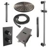 Brauer Carving 5-GM-138 thermostatische inbouw regendouche 3-weg omstelling SET 42 gunmetal geborsteld PVD