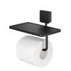 Geesa Topaz Black 917924-06-A toiletrolhouder met planchet zwart