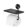 Geesa Opal Brushed Metal Black 917224-09 toiletrolhouder met planchet zwart metaal geborsteld