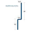 Blanke Aqua Keil Wand 846280B110R afsluitprofiel 1480x11x32mm rechts RVS geborsteld