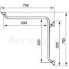 Handicare (Linido) LI2611015200 horizontale hoekwandbeugel Ergogrip 600x600mm RVS gepolijst (witte afdekkappen)