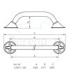 Handicare (Linido) LI2611140211 wandbeugel Ergogrip 1400mm RVS gepolijst (antraciete afdekkappen)