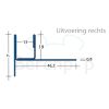 Blanke Aqua Keil Glas 1932856120R glas afsluitprofiel 1200x37mm rechts mat zwart