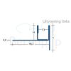 Blanke Aqua Keil Glas 1932856200L glas afsluitprofiel 2000x60mm links mat zwart