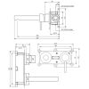 Brauer Edition 5-GM-004-S1-65 inbouw wastafelmengkraan met rechte uitloop en rozetten model E1 gunmetal geborsteld PVD