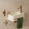 Clou InBe IB03700300201R fontein 43cm met handdoekhouder beige Microrazzo beton