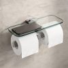 Geesa Shift Chrome 919948-02 toiletrolhouder dubbel met planchet van transparant glas chroom