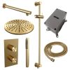 Brauer Carving 5-GG-134 thermostatische inbouw regendouche 3-weg omstelling SET 38 goud geborsteld PVD