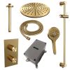 Brauer Carving 5-GG-144 thermostatische inbouw regendouche 3-weg omstelling SET 48 goud geborsteld PVD