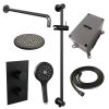 Brauer Carving 5-S-141 thermostatische inbouw regendouche 3-weg omstelling SET 45 mat zwart