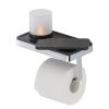 Geesa Frame 918889-02-06 toiletrolhouder met planchet en (LED-licht) houder chroom/ zwart