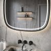 Phantom Mirrors Serie 008 008.80.80 Deens ovale LED spiegel op zwart frame, 80 cm met directe en indirecte led rondom