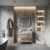 Phantom Mirrors Serie 008 008.80.80 Deens ovale LED spiegel op zwart frame, 80 cm met directe en indirecte led rondom