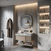 Phantom Mirrors Serie 008 008.80.80 Deens ovale LED spiegel op zwart frame, 80 cm met directe en indirecte led rondom