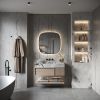 Phantom Mirrors Serie 008 008.80.80 Deens ovale LED spiegel op zwart frame, 80 cm met directe en indirecte led rondom