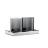 Inda Claire A7110FAC04 wandbekerhouder met twee glazen geborsteld nikkel/ fumé glas