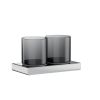 Inda Claire A7110WNE04 dubbele vrijstaande bekerhouder mat zwart/ fumé glas