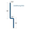 Blanke Aqua Keil Wand 846280B125L (8505) afsluitprofiel 1480x12,5x32mm links RVS geborsteld