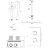 Brauer Carving 5-GM-132 thermostatische inbouw regendouche 3-weg omstelling SET 36 gunmetal geborsteld PVD