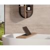 Looox Bath Collection WBSHELF88MW badplank 88 cm massief eiken old grey met inzet mat wit