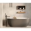 Looox Bath Collection WBSHELF88MW badplank 88 cm massief eiken old grey met inzet mat wit