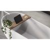Looox Bath Collection WBSHELF88MW badplank 88 cm massief eiken old grey met inzet mat wit