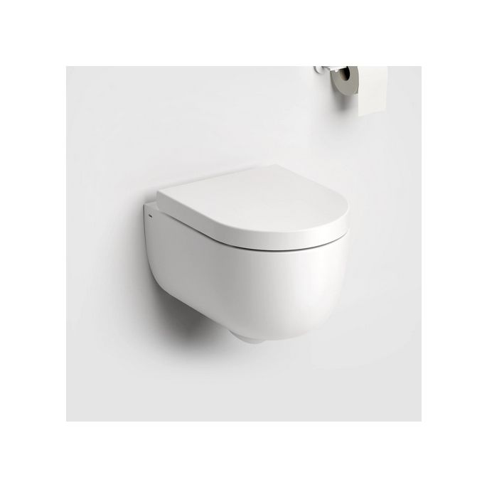 Clou Hängematte CL040108020 Randlose 49cm wandhängende Toilette mit Toilettensitz weiß matt