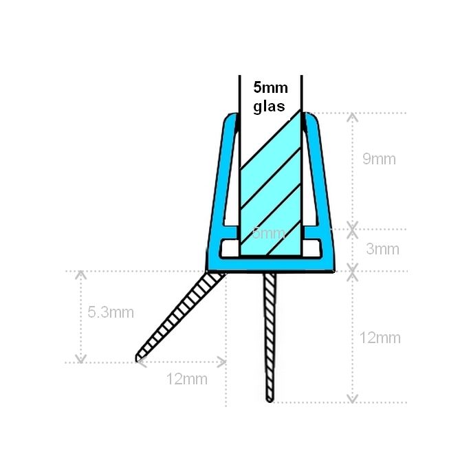 Exa-Lent Universal monsterstukje doucherubber type DS01 - 2cm lengte en geschikt voor glasdikte 5mm - 2 flapjes