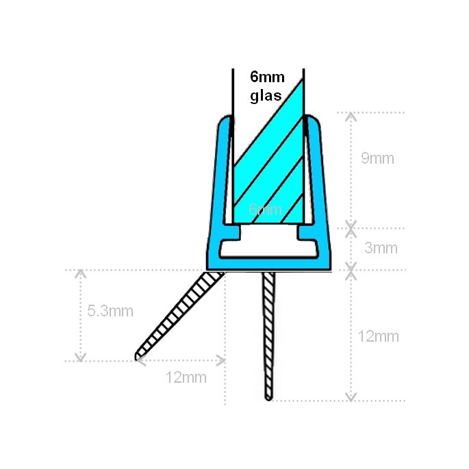 Exa-Lent Universal monsterstukje doucherubber type DS01 - 2cm lengte en geschikt voor glasdikte 6mm - 2 flapjes