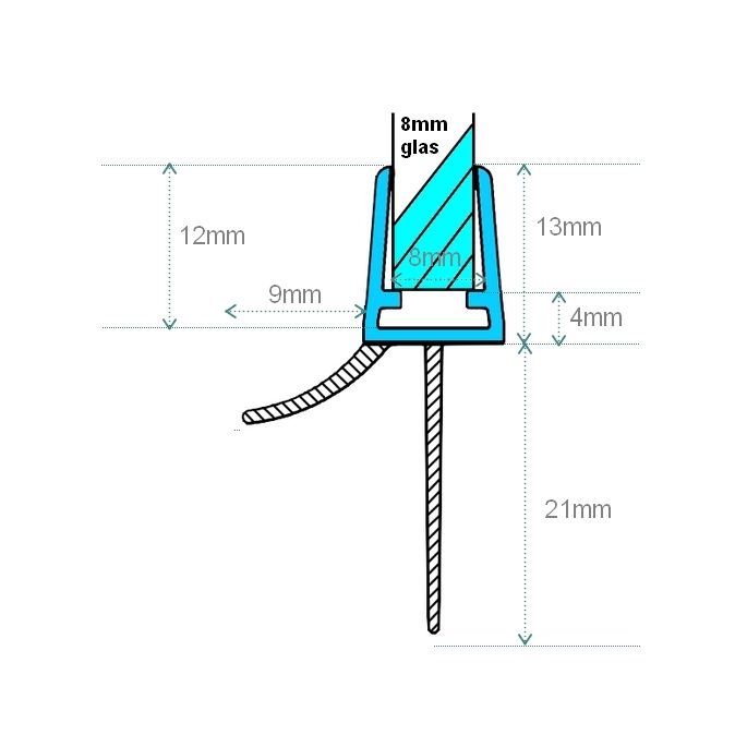 Exa-Lent Universal monsterstukje doucherubber type DS05 - 2cm lengte en geschikt voor glasdikte 8mm - 1 flap 1 flapje