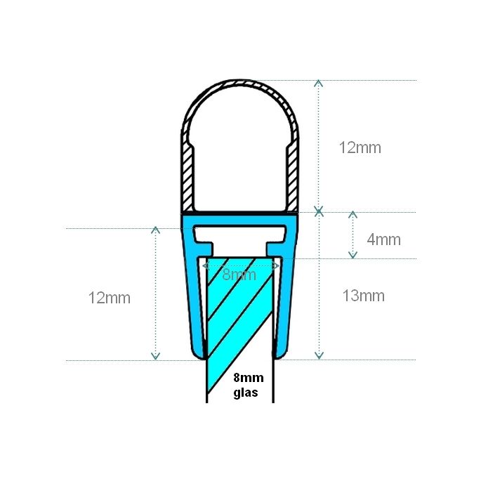 Exa-Lent Universal monsterstukje doucherubber type DS08 - 2cm lengte en geschikt voor glasdikte 8mm - 1 balgje van 12mm (bolletje)