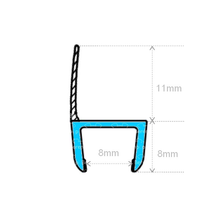 Exa-Lent Universal monsterstukje doucherubber type DS31 - 2cm lengte en geschikt voor glasdikte 8mm - 1 flap (van 11mm)