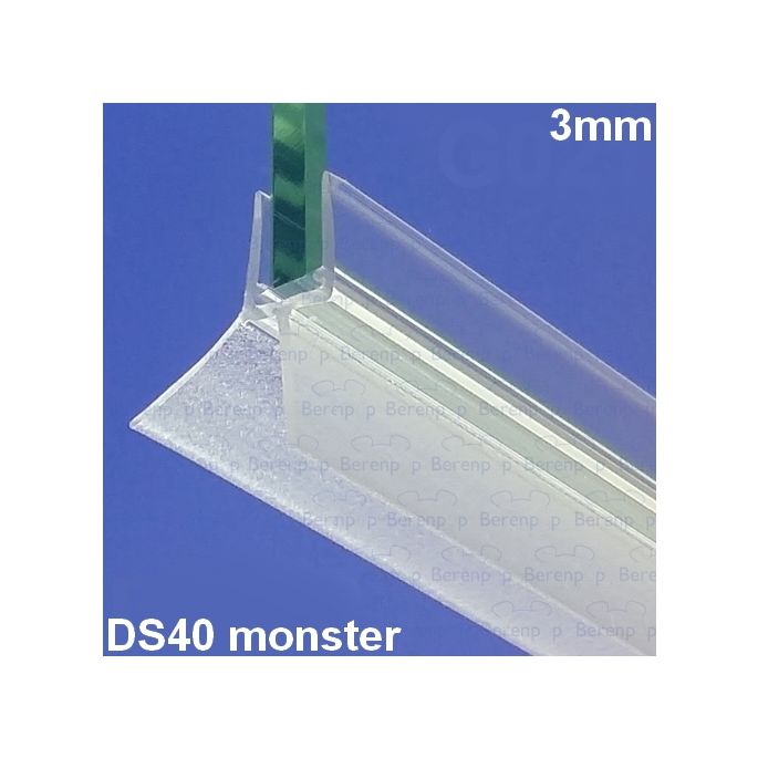 Exa-Lent Universal monsterstukje doucherubber type DS40 - 2cm lengte en geschikt voor glasdikte 3mm - 2 flapjes