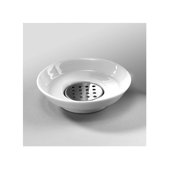 Decor Walther Porcelain 0812700 DW 550 zeepschaal porselein wit/ RVS gepolijst