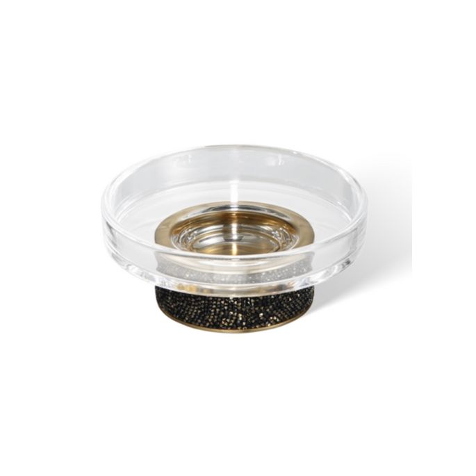Decor Walther Rocks 0934041 ROCKS STS zeepschaal donker brons en mat goud/ helder glas