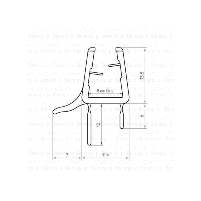 Duscholux  250353.01.005.000 gehoekt afwaterprofiel horizontaal, links, 86cm, 8mm