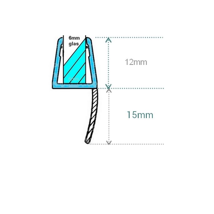 Exa-Lent Universal monsterstukje doucherubber type DS43 - 2cm lengte en geschikt voor glasdikte 6mm - 1 flapje