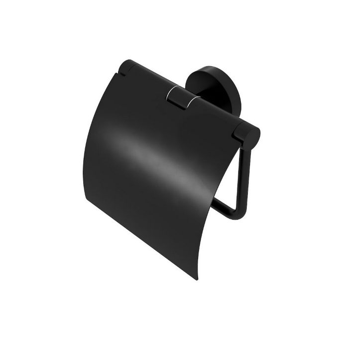 Geesa Nemox Black 91650806 toiletrolhouder met klep mat zwart