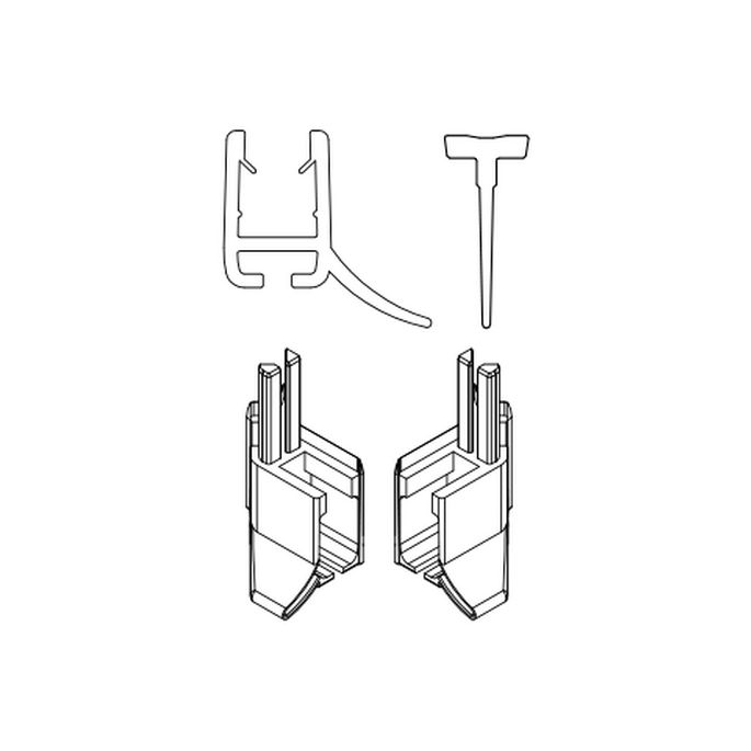 HSK Exklusiv E85058-1-01 horizontaal afdichtingsprofiel (120cm) met inschuifrubber (200cm, hoogte 14,5mm) en eindkapjes alu mat zilver
