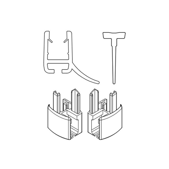 HSK Exklusiv E85058-4-04 horizontaal afdichtingsprofiel (120cm) met inschuifrubber (200cm, hoogte 14,5mm) en eindkapjes wit