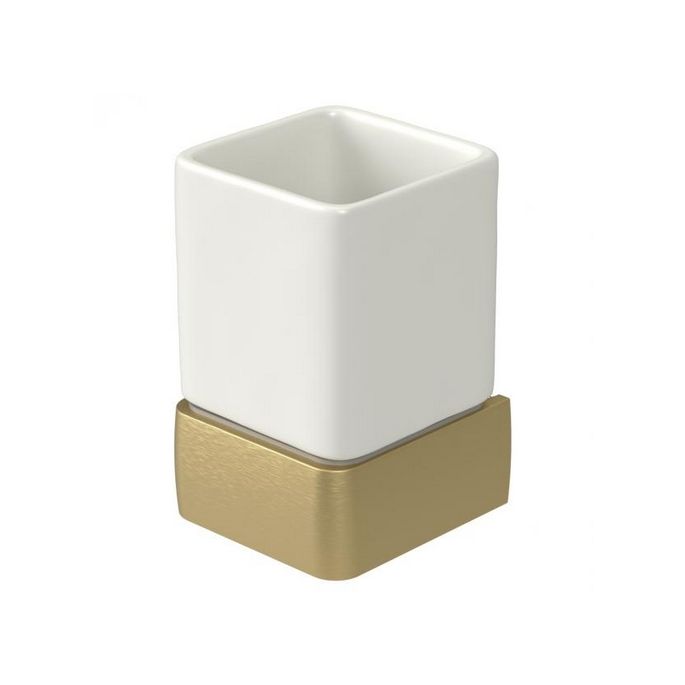 Haceka Aline 1208677 bekerhouder wit keramiek/ geborsteld goud