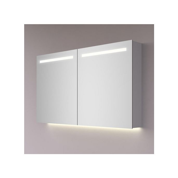 Hipp Design SPV 15040 aluminium spiegelkast 120x70cm met horizontale LED banen, indirecte LED verlichting onder en spiegelverwarming