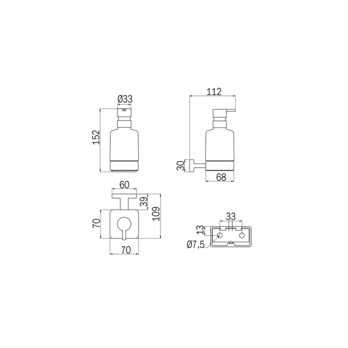 Inda Lea 1800 A18120CR21 zeepdispenser gesatineerd glas chroom