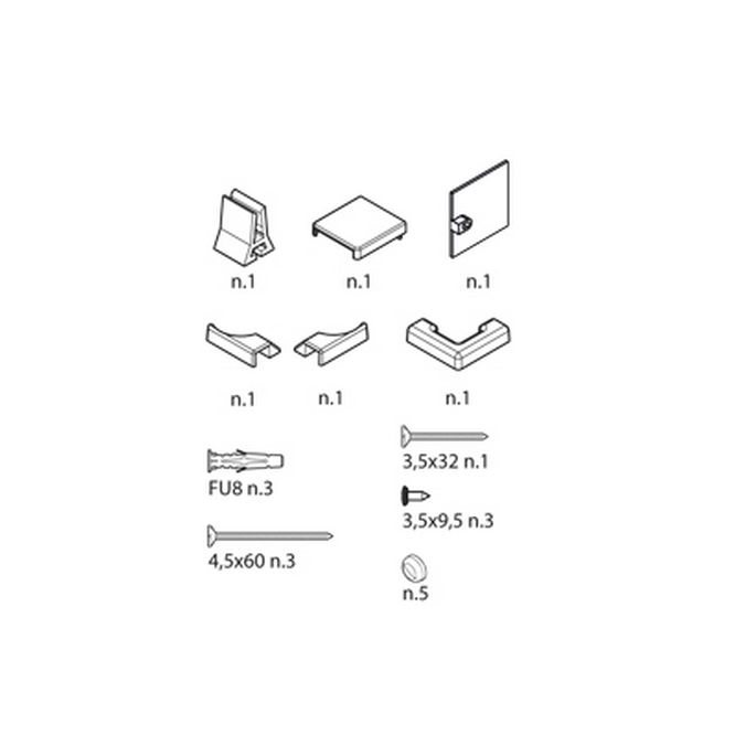Novellini R01BN2GS1-D montageset wit 030/ chroom