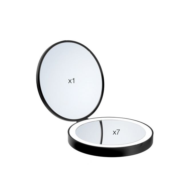Smedbo Outline Lite FB627 travel mirror with led light 1x and 7x black