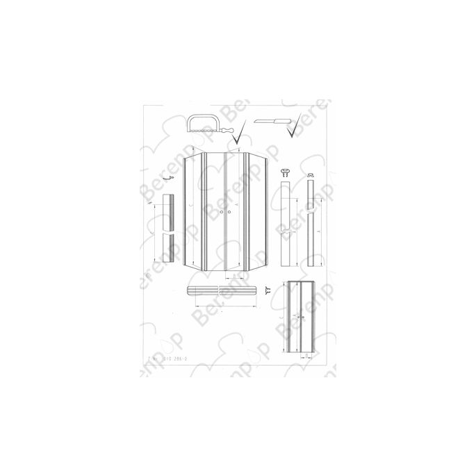 Sphinx Supra Top S8L41850 ( 2537273 ) compleet strippenset voor pendeldeur 100 en vijfhoek 100 (vanaf 05.2001)