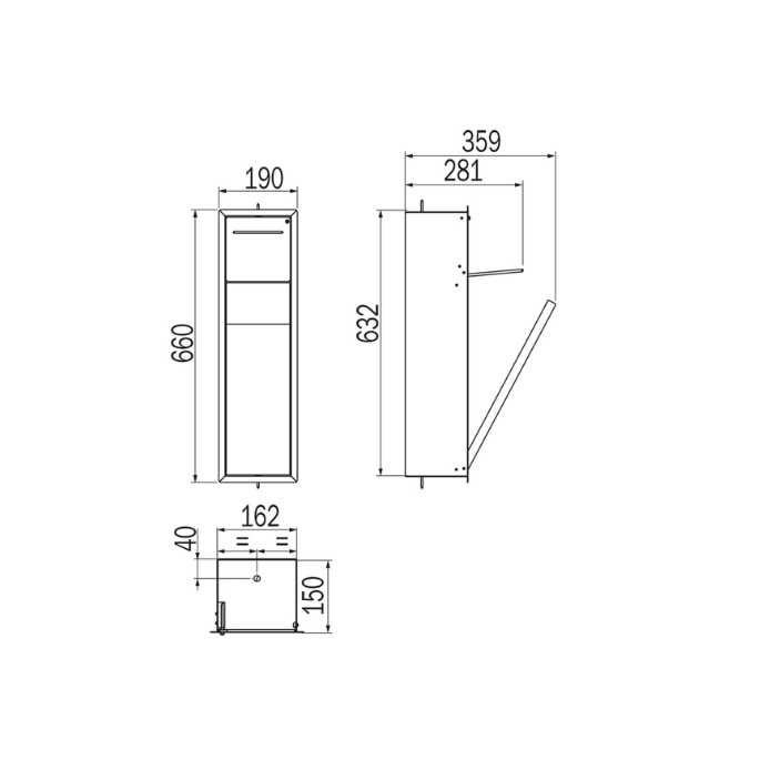 Inda MY Secret A8085BTL inbouwnis met toiletrolhouder en hygiënische douche190x660mm mat terra di luna