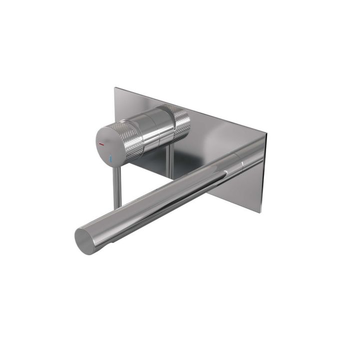 Brauer Carving 5-CE-083-S6 inbouw wastafelmengkraan met rechte uitloop en afdekplaat model A2 chroom