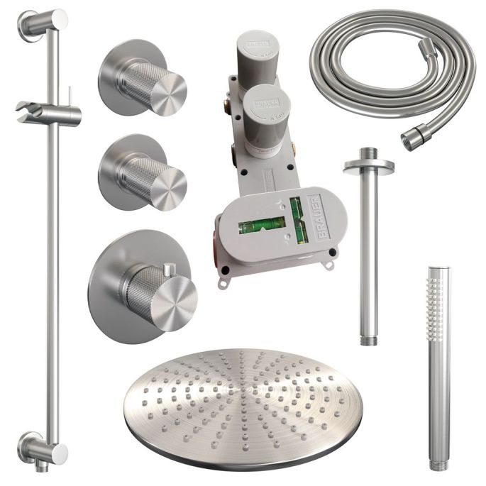 Brauer Carving 5-NG-114 thermostatische inbouw regendouche SET 18 RVS geborsteld PVD